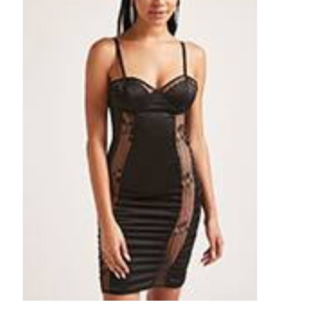 Black satin lace party dress